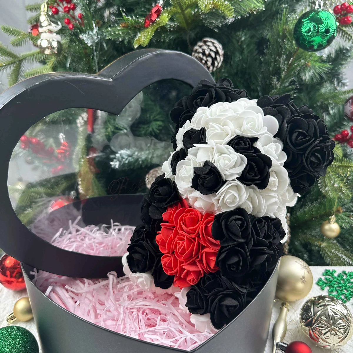 25cm Artificial Teddy Rose Flower Bear with Box. Romantic Valentines Day Gift, Girlfriend,  Anniversary, Wedding Party, Supplies