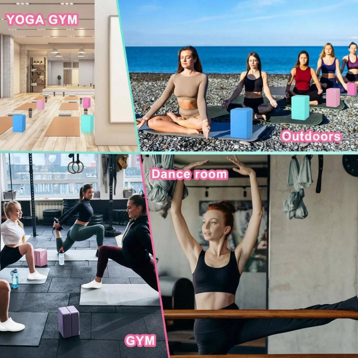 2‑Pack High‑Density Foam Yoga Bricks, Lightweight Support Blocks for Gym, Dance, Fitness, Pilates