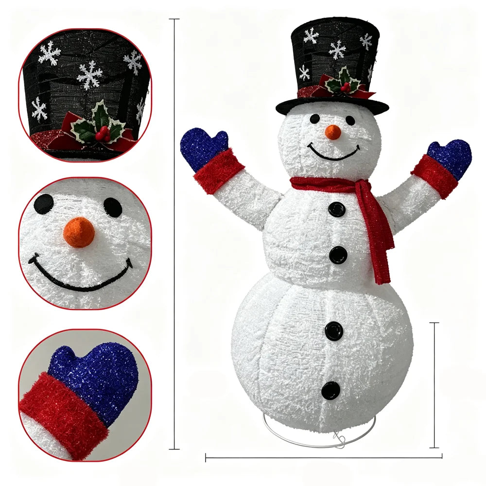 3D Christmas Collapsible Snowman,  200 LED with Cool White Light for Christmas, Indoor, Outdoor Décoration