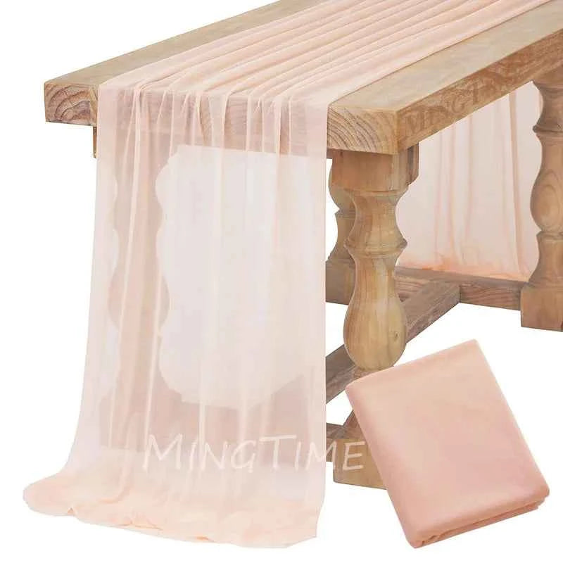 Soft Table Runner, Blush Dust Pink Gauze Rustic, For any Occasion. Dinning Ornament Decoration