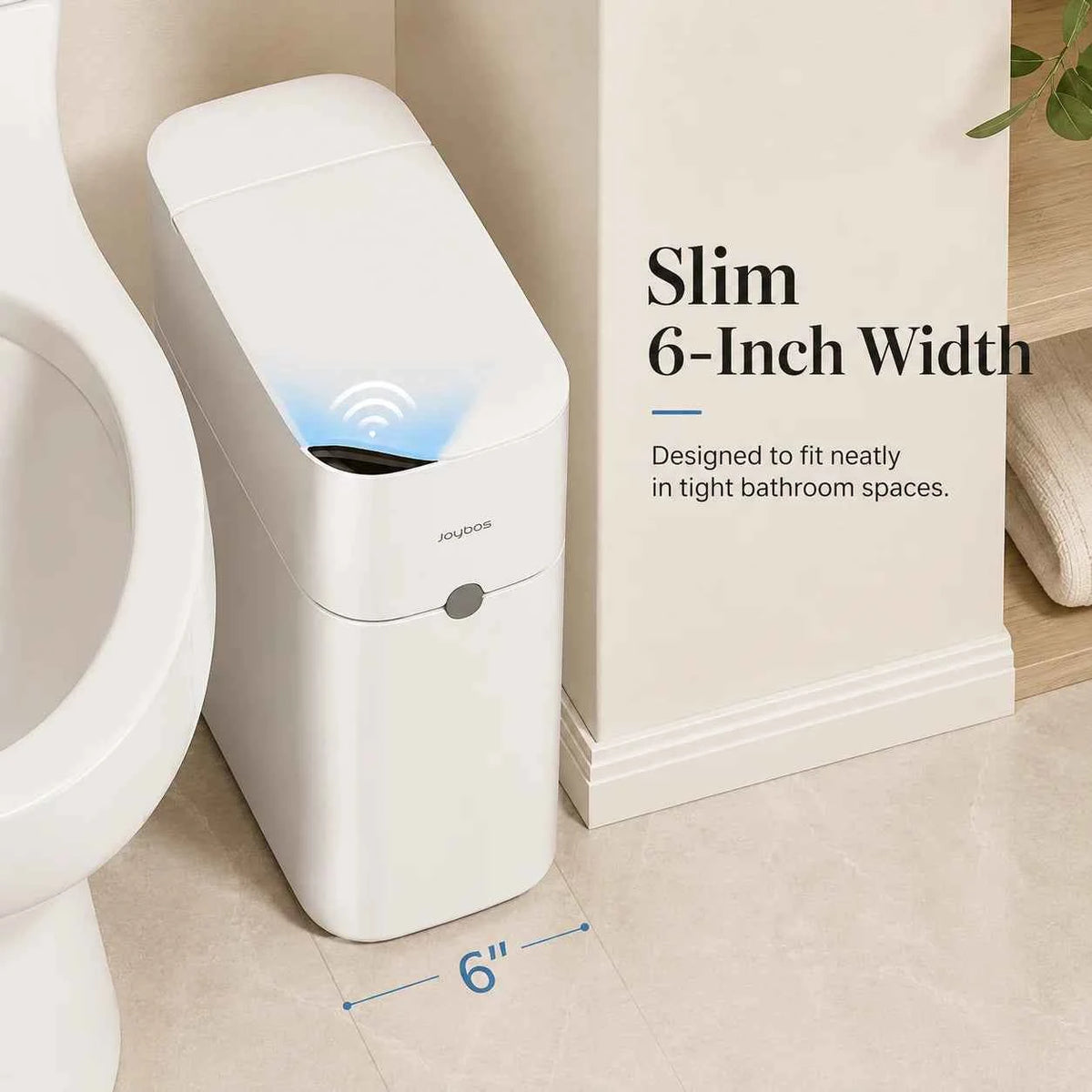 JOYBOS Touchless Trash Can with Motion Sensor & Auto Bag-Suction System, Hands-Free Operation Suitable for Small Spaces, Compact Waste Bin with Press-to-Open Lid, ABS/Polypropylene Garbage Pail, RV, Narrow Corners, RV Essenti