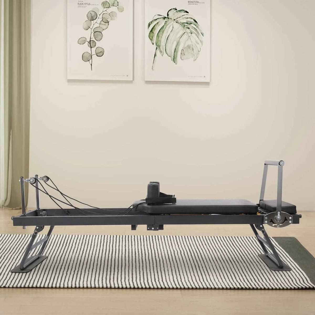Foldable Pilates Reformer Machine Portable. Multifunctional Yoga Fitness. Grey/Black Use in Homes/Offices/Yoga Studios/Gyms