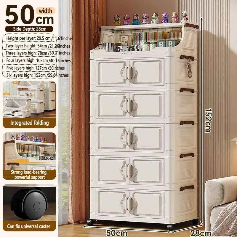 Multi-layer Storage Rack. Plastic Stand. Foldable Floor-standing Cabinet.