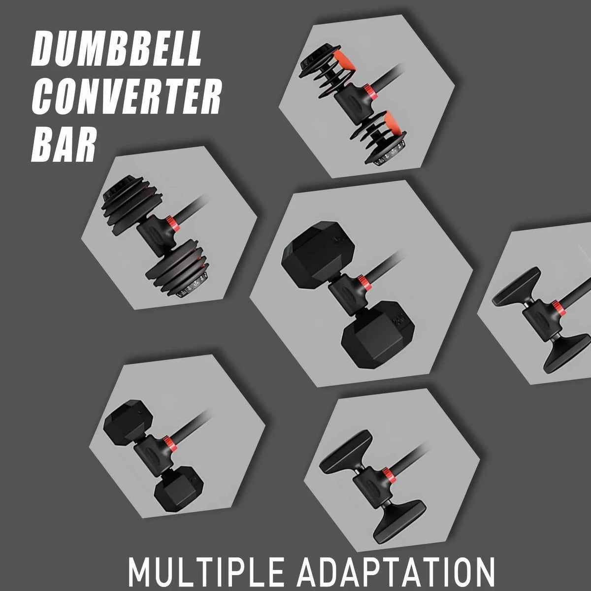 Adjustable Dumbbell Converter to Barbell Set and Kettlebell for Home Fitness. Adjustable Up to 200lb Capacity Weight Barbell