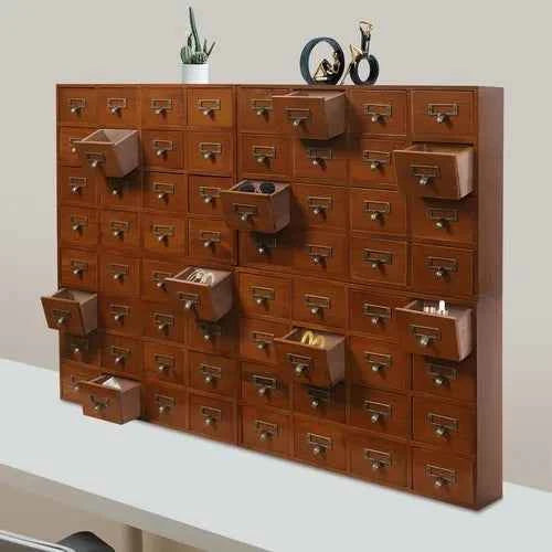 64 Drawer Storage Cabinet Pine Wood Tabletop Organizer Box for Home Office Craft Supplies Organization