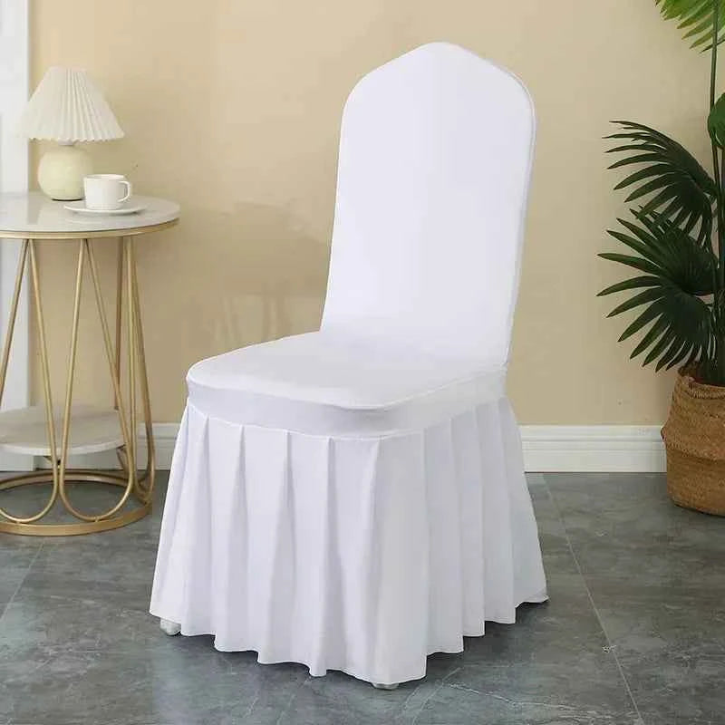 50/100pcs Pleated Skirt Spandex Chair Cover. Hotel Banquet, Party Events, Wedding Decoration. Dining Room Seat Protector Covers