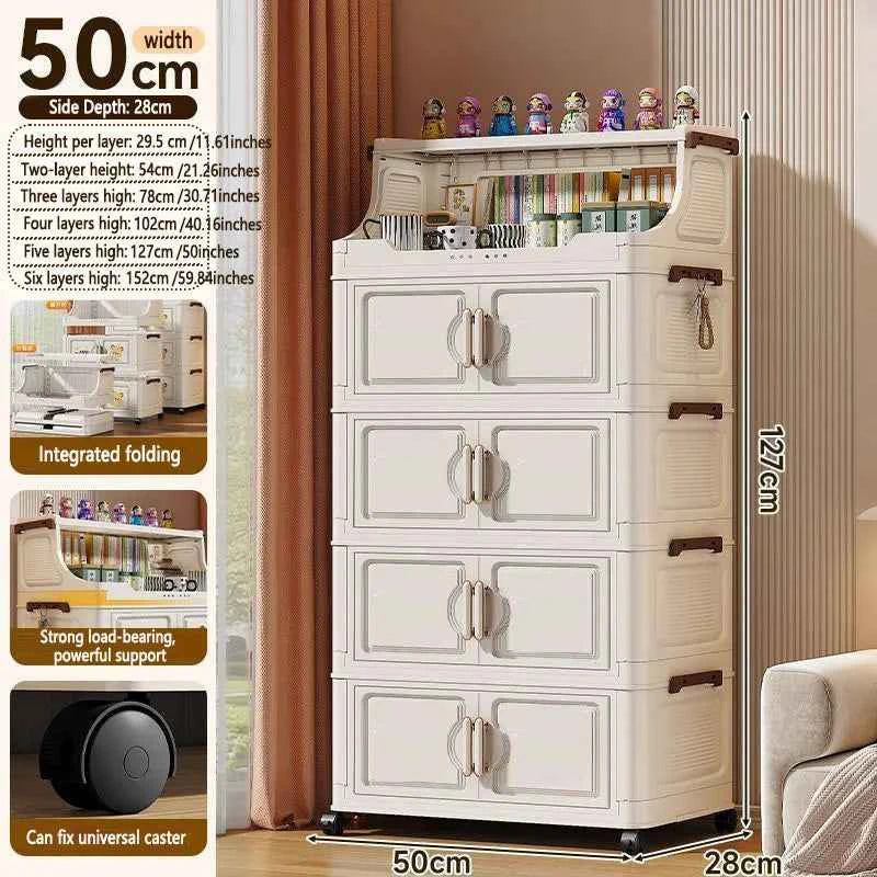 Multi-layer Storage Rack. Plastic Stand. Foldable Floor-standing Cabinet.