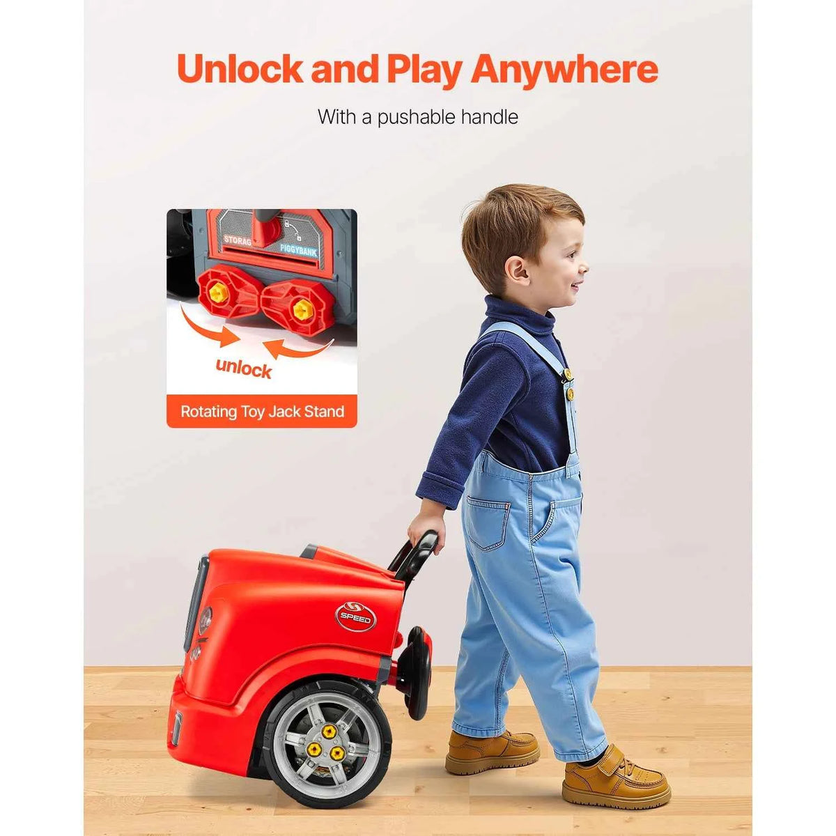 SucceBuy 60 Pcs Kids Mechanic Car Repair Set with Removable Parts & Horn. Workshop Set Engine Toy for Toddler & Children