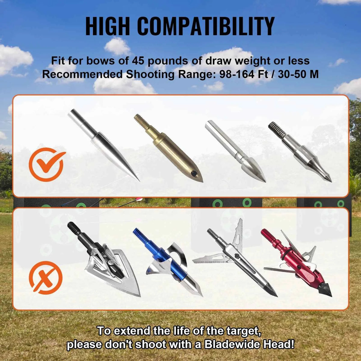 All-side Shotting  Outdoor Portable Archery Target with Carry Handle. Easy Arrow Removal. Visibility Easy to Transport