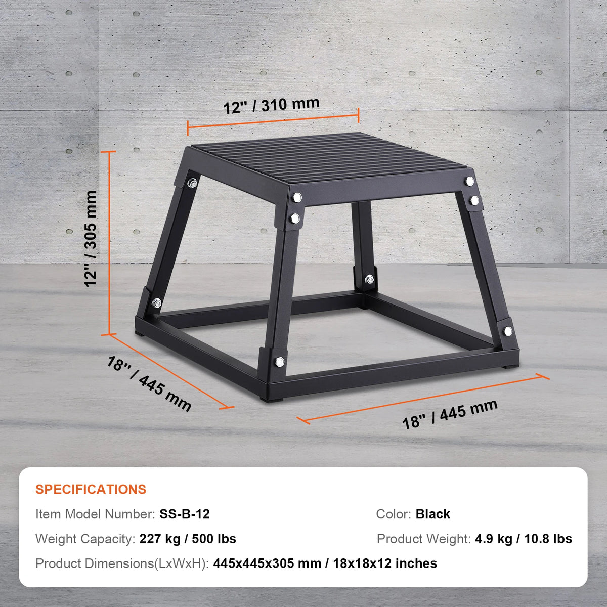 SucceBuy 12/18/24/30inch Plyometric Jump Box Platform. Black For Home Gym Training, Conditioning, Strength Training 3/4pcs