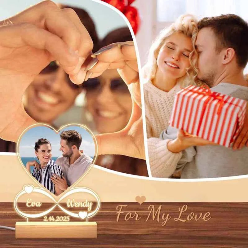 Custom Couple Acrylic Plaque With Picture Frame. Personalized Photo Frame for Anniversary, Wedding, Couple Romantic Keepsake Gift