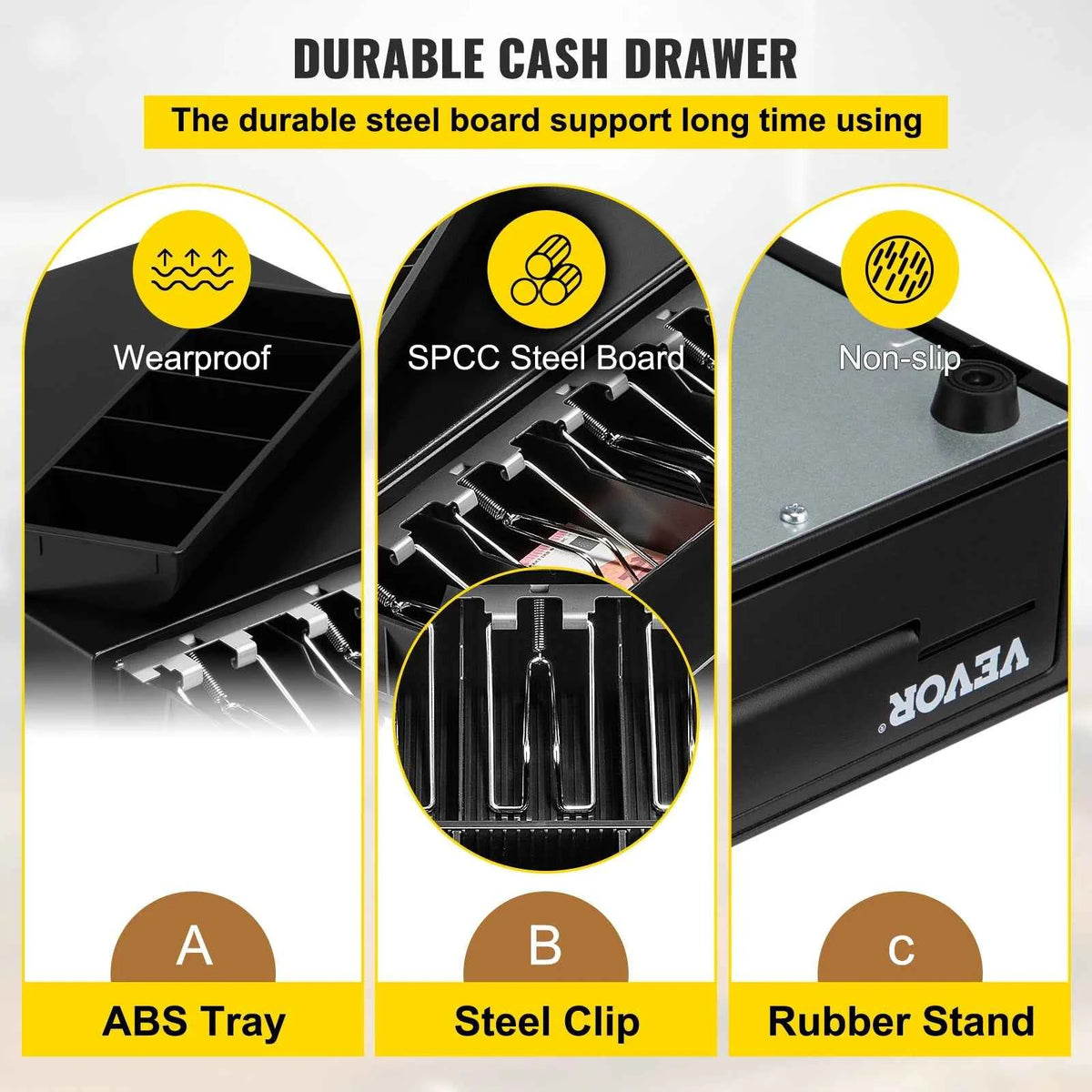 Cash Register Drawer 16" 12 V for POS System Tray.  Removable Coin Compartment & 2 Keys Included RJ11/RJ12 Cable Drawer