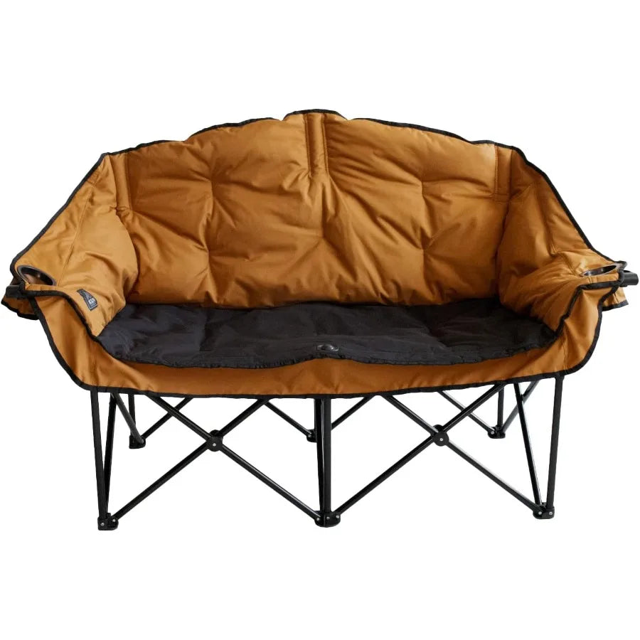 Outdoor double camping chair for glamping and sports: Sierra/Black fabric, lightweight aluminum frame, portable with carry bag,