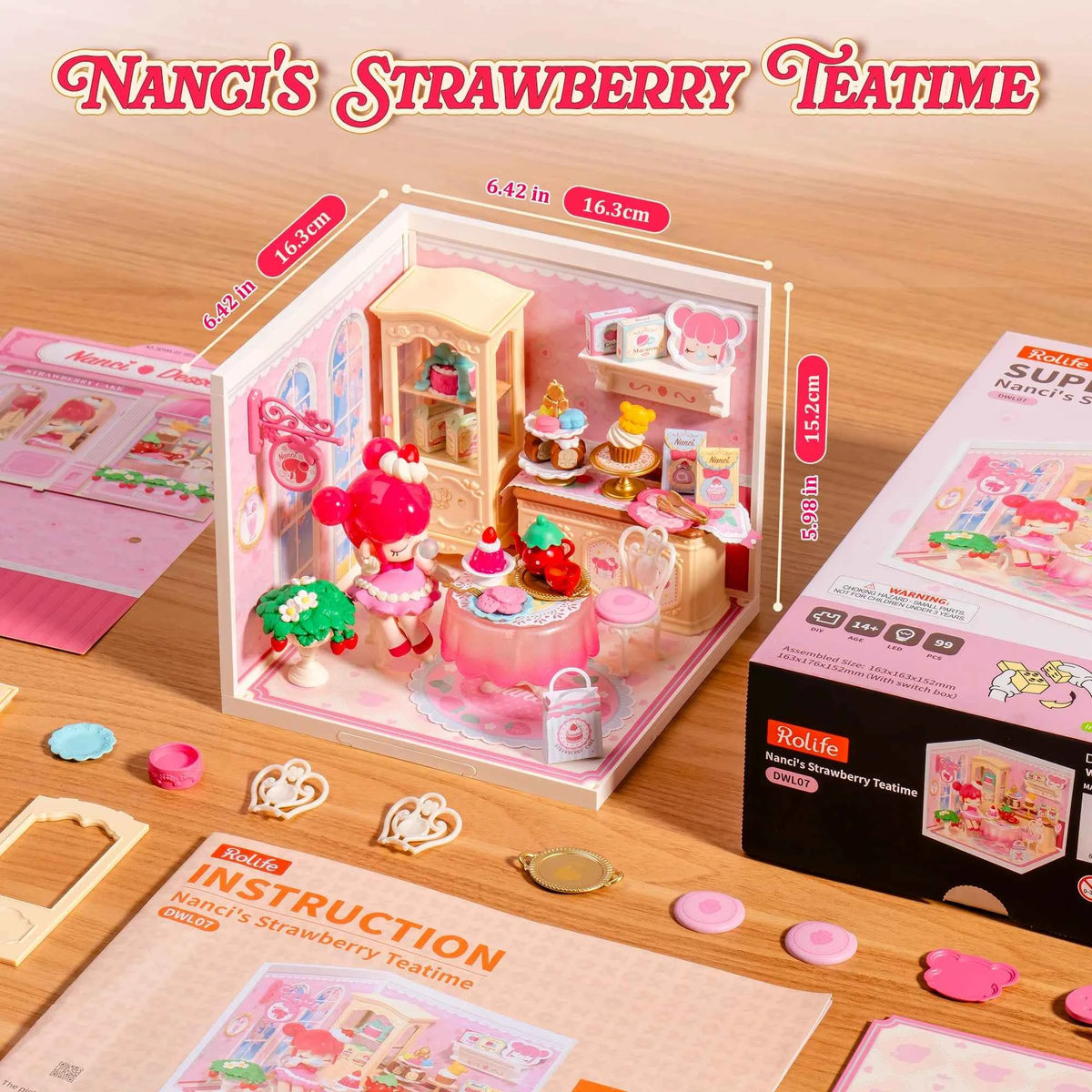Rolife DIY Dollhouse 3D Puzzle Model Building Kit. Nanci Strawberry Teatime Super Creator DIY Craft Kit with LED Light for Home Decor. Holiday Gift for Adults or Teens