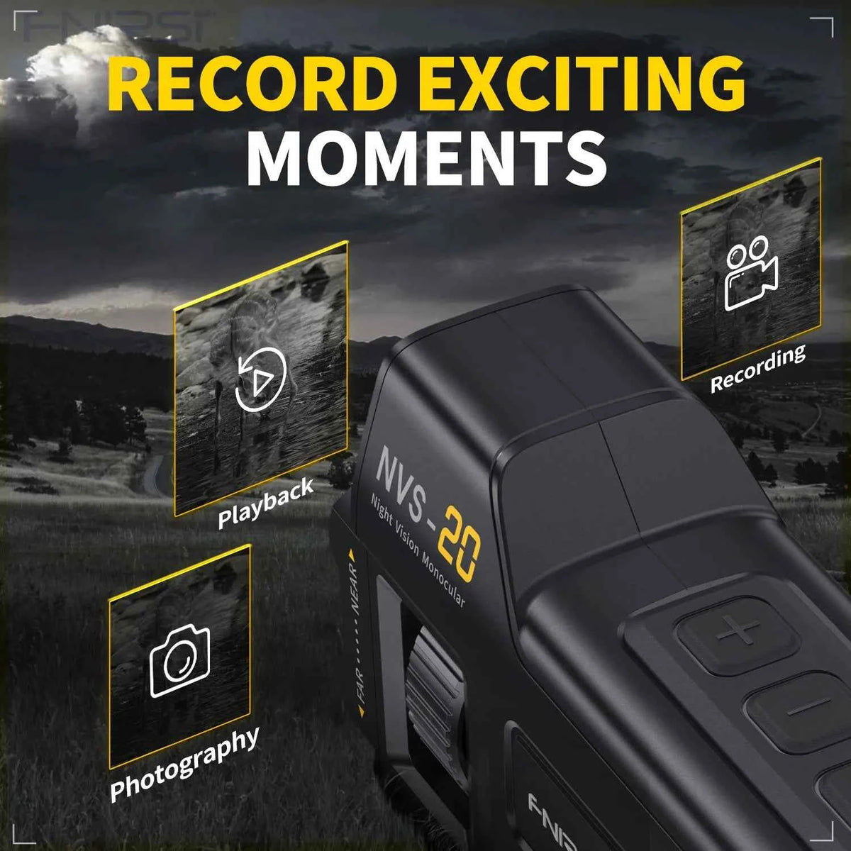 FNIRSI Telescope NVS-20 4K HD Monocular Night Vision Goggles 6X Digital Zoom 300m Hunting Camping Scope Day and Night Dual Use