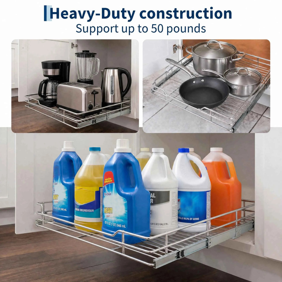 Pull Out Cabinet Organizer, It Is Heavy Duty. With A Full Extension Slide Out.