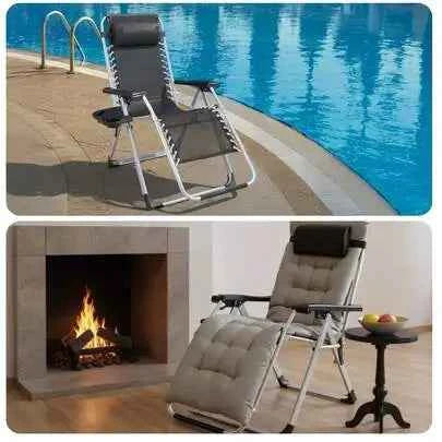 Zero Gravity Chair with Removable Cushion and Cup Holder. Padded  Portable Folding Lounge Chair with Headrest. Locking Positions. Adjustable Reclining for Adults. Heavy Duty Support Indoor & Outdoor Use