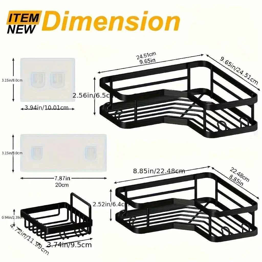 3/5 Pack Shower Organizer , Adhesive Shower Caddy with No Drilling,  Rustproof Stainless Steel for Bathroom and Storage & Kitchen
