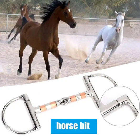 Horse Snaffle Bit D Ring. Mouth Bit Roller With Copper Single Joint. Horse Bit D-Ring Snaffle Bits For Equestrian Supplies