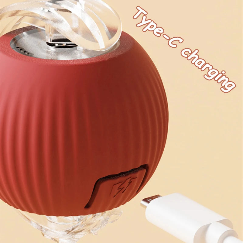 New Cat Interactive Ball Toy with Automatic Rolling Ball & Faux Tail. Rechargeable, Smart Pet Electric Toy for Dogs & Cats