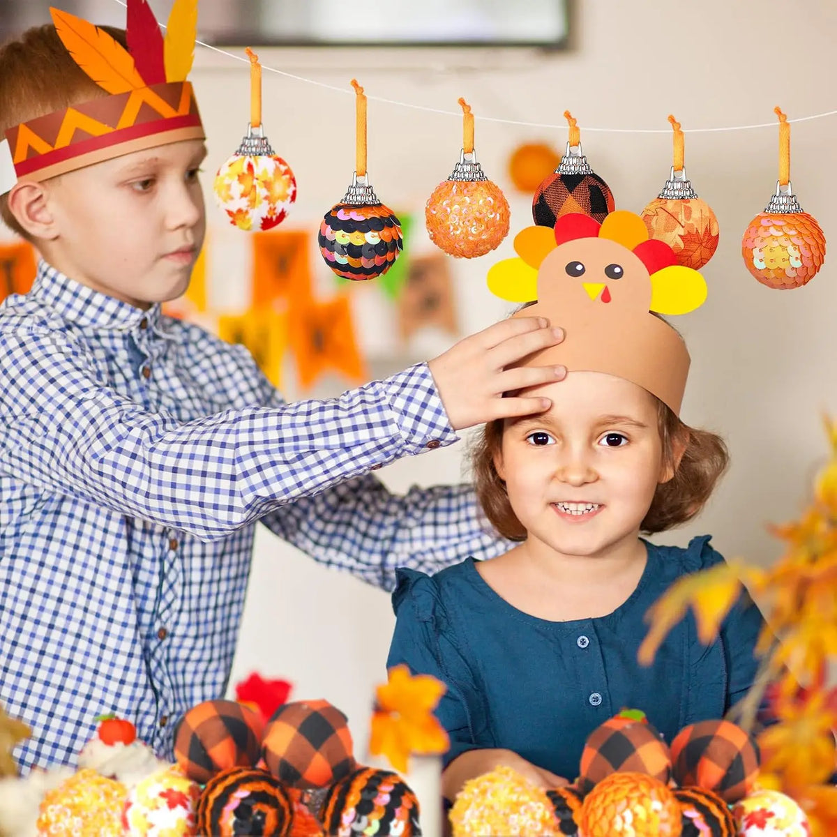 24 Pcs Fall Ball Ornaments 1.18 Inch Mini Thanksgiving Tree Decor