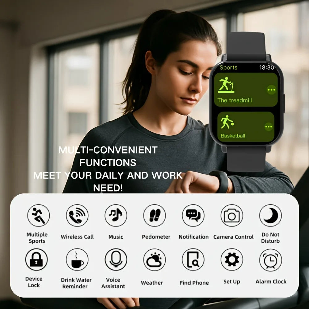 2026 Smart Watch for Men or Women. Square HD Screen: Wireless Calling with Dial Pad, Frequent Contacts, Message Reminder