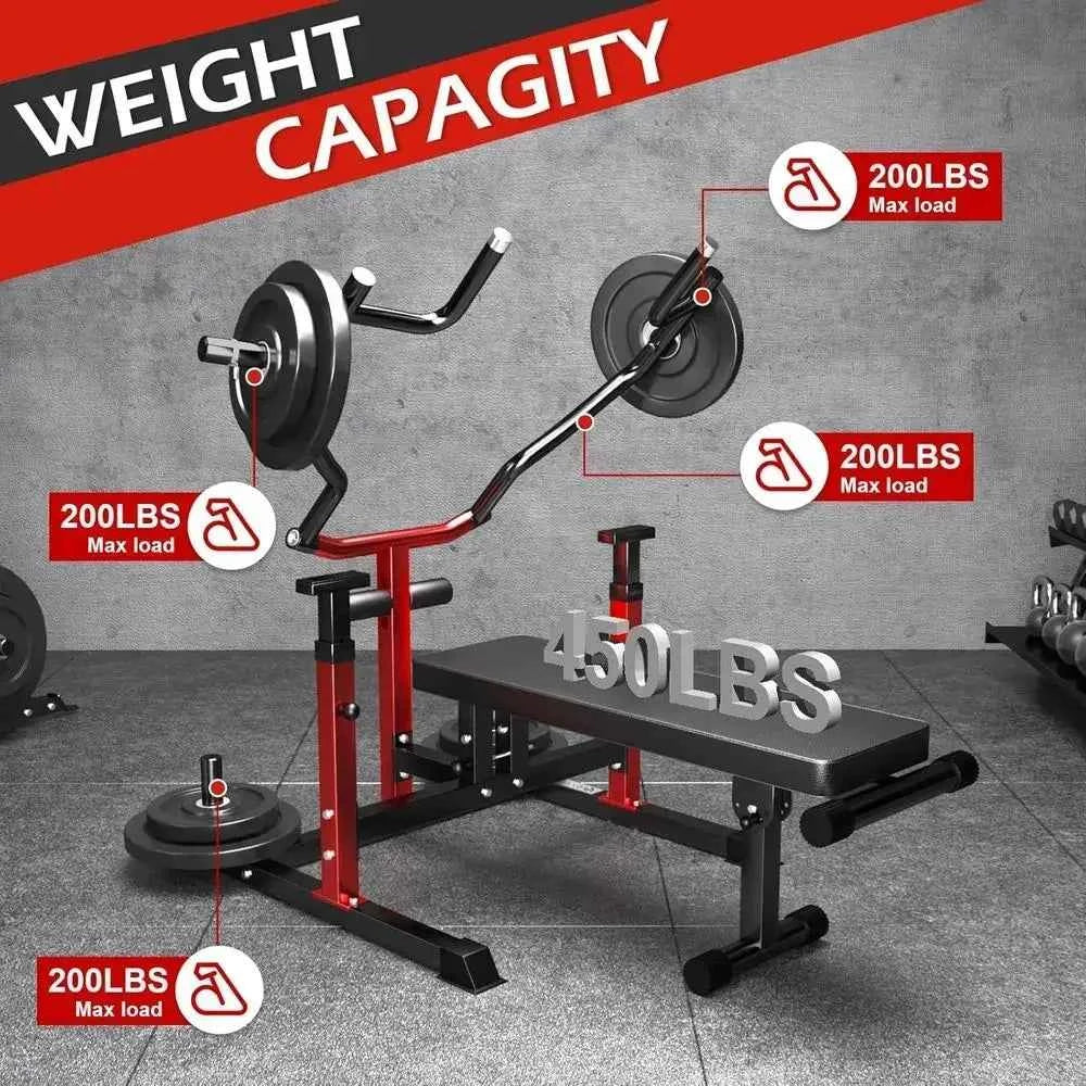 Space-Saving Adjustable Height 1250lbs Bench Press with Independent Converging Arms for Home Gym AB Exercises