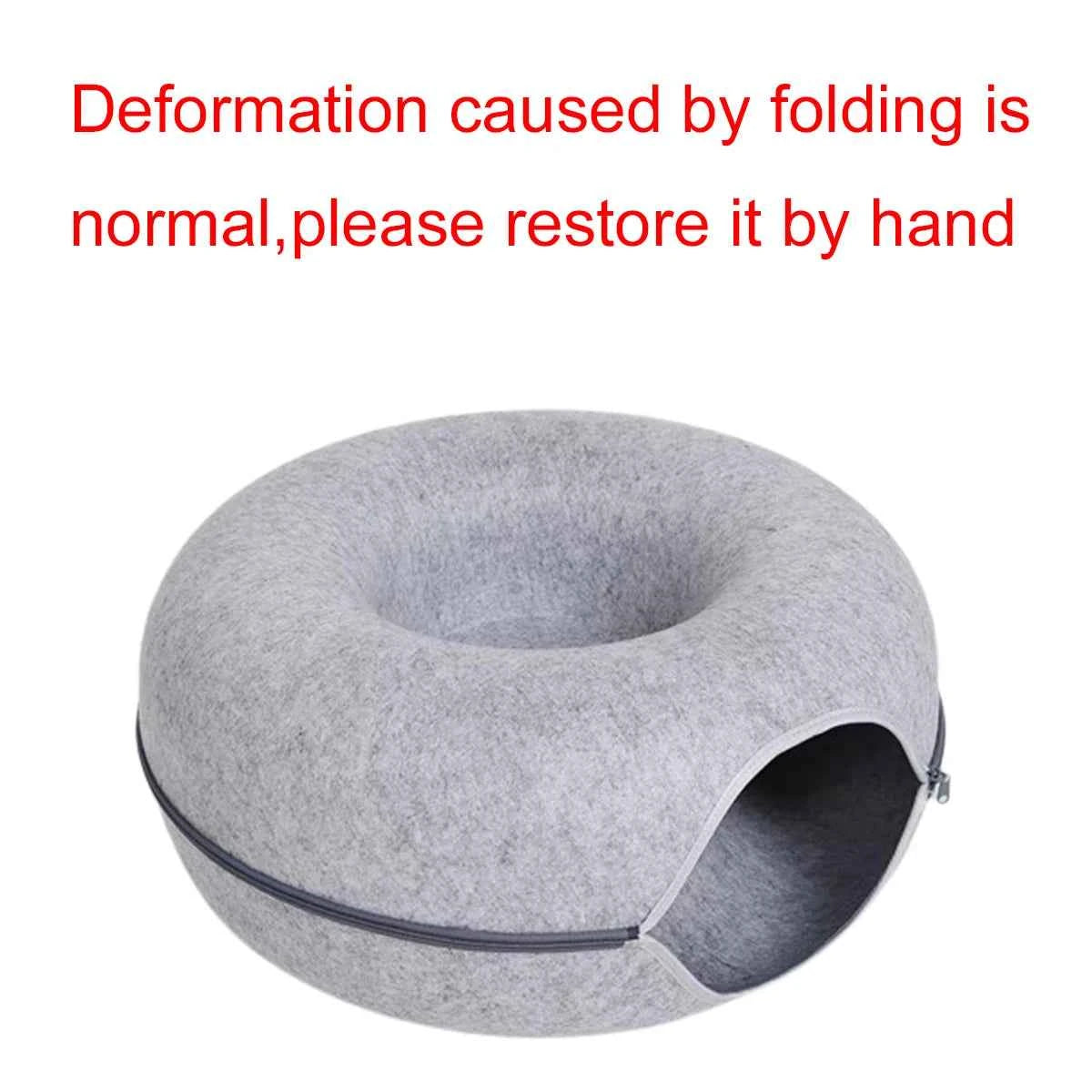 Interactive Round Small Cat Tunnel Nest Felt Kittens Bed House Scratcher Cat Donut Sleeping Pet Toy for Cats