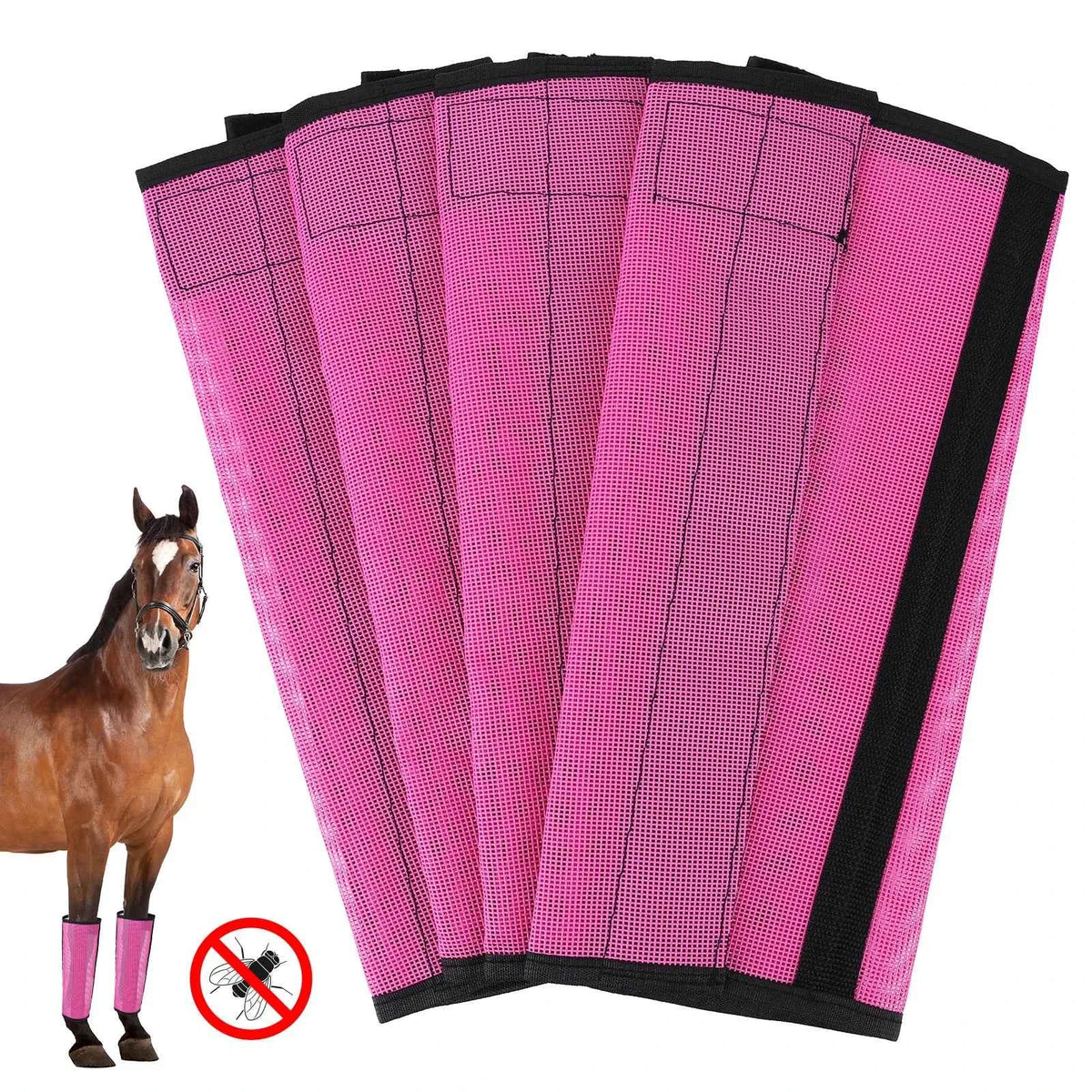 4Pcs Horse Foot Protective Cover. Breathable Mesh Horse Boots. Mesh Fly Boots for Horse for Preventing Flies & Mosquitoes Bite