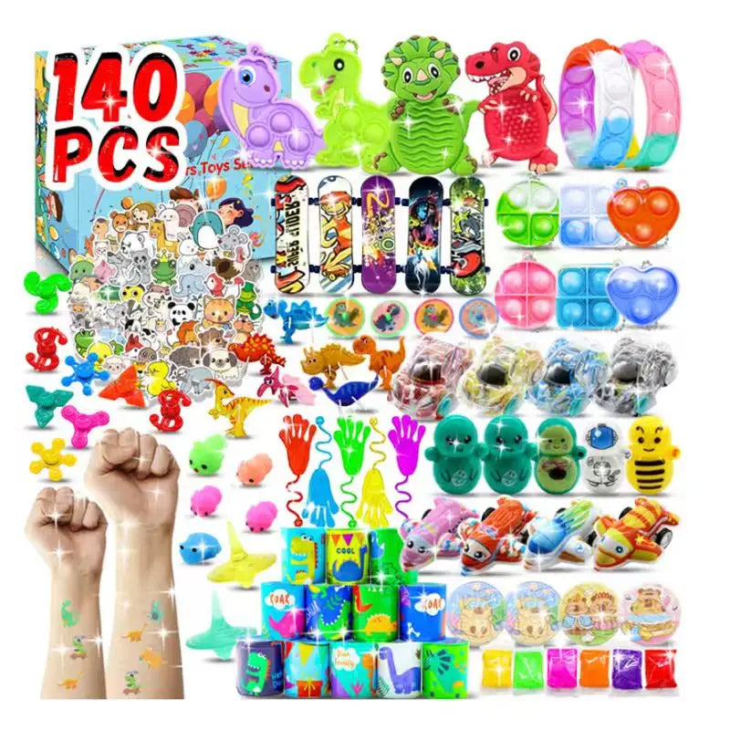 Kids Fidget Toys Party Favors Pack - Sensory Set Gifts with Stickers, Goodie Bag Fillers, Treasure Box, Classroom Prizes for School