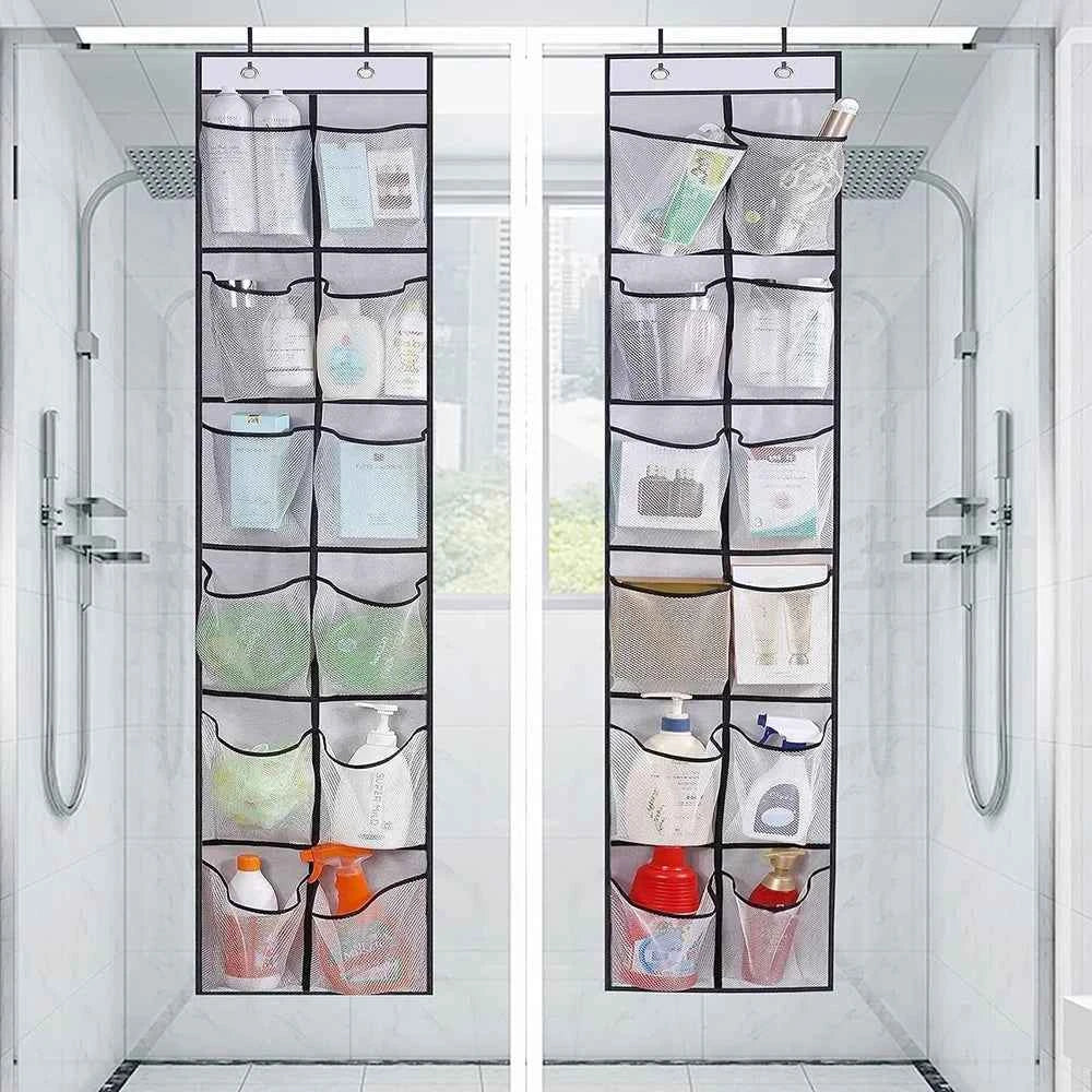 12 Pockets Over the Door Organizer. Large Mesh Pockets With 2 Hooks Transparent Fabric