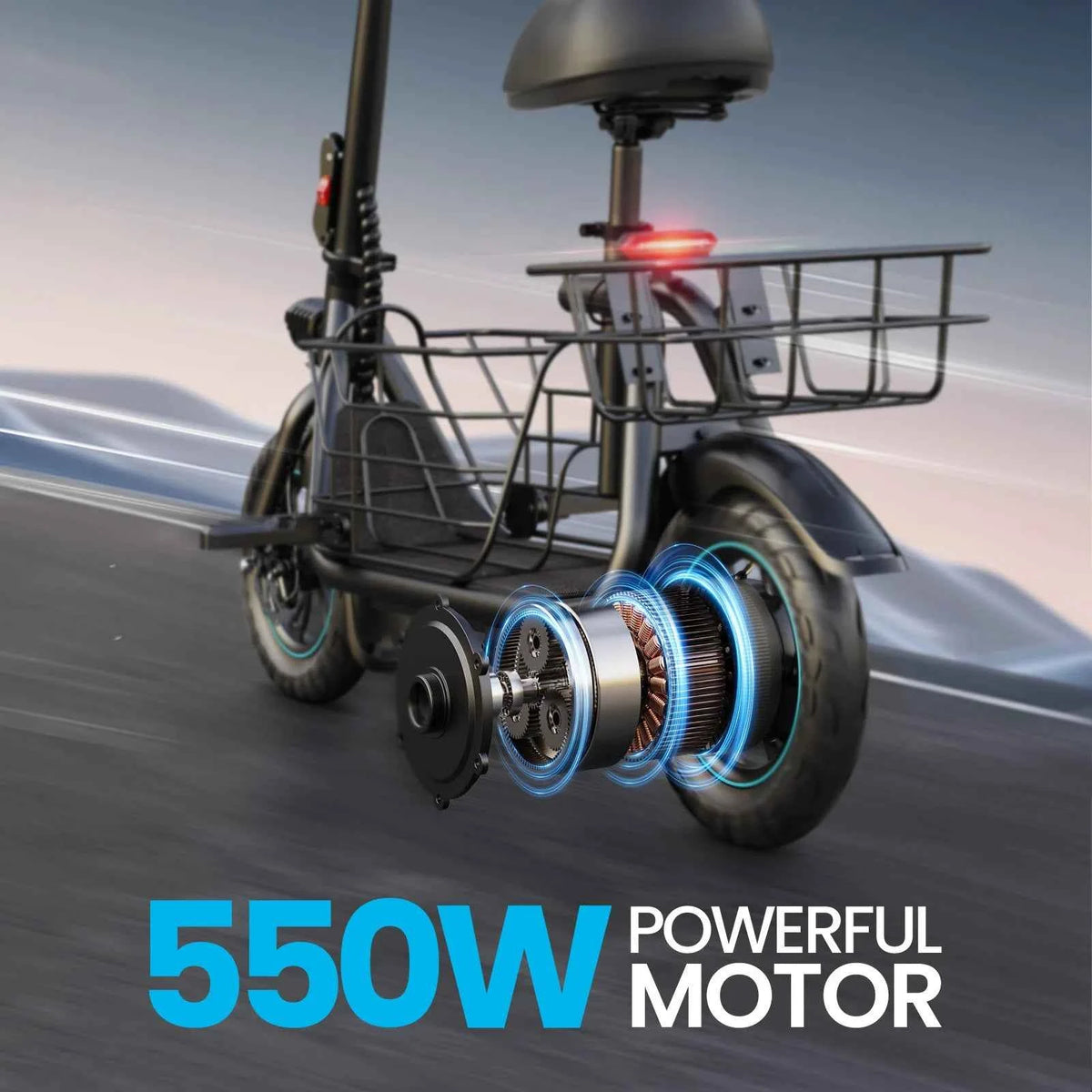 Gyroor Electric Scooter with Basket for Pet, 3 Riding Modes, Foldable Electric Scooter for Adults - up to 20 Miles, 18.6MPH