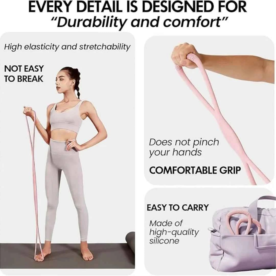 Resistance Bands with Handles. Figure 8 Resistance Band. Elastic Fitness Bands for Home, Yoga, and Gym Workout