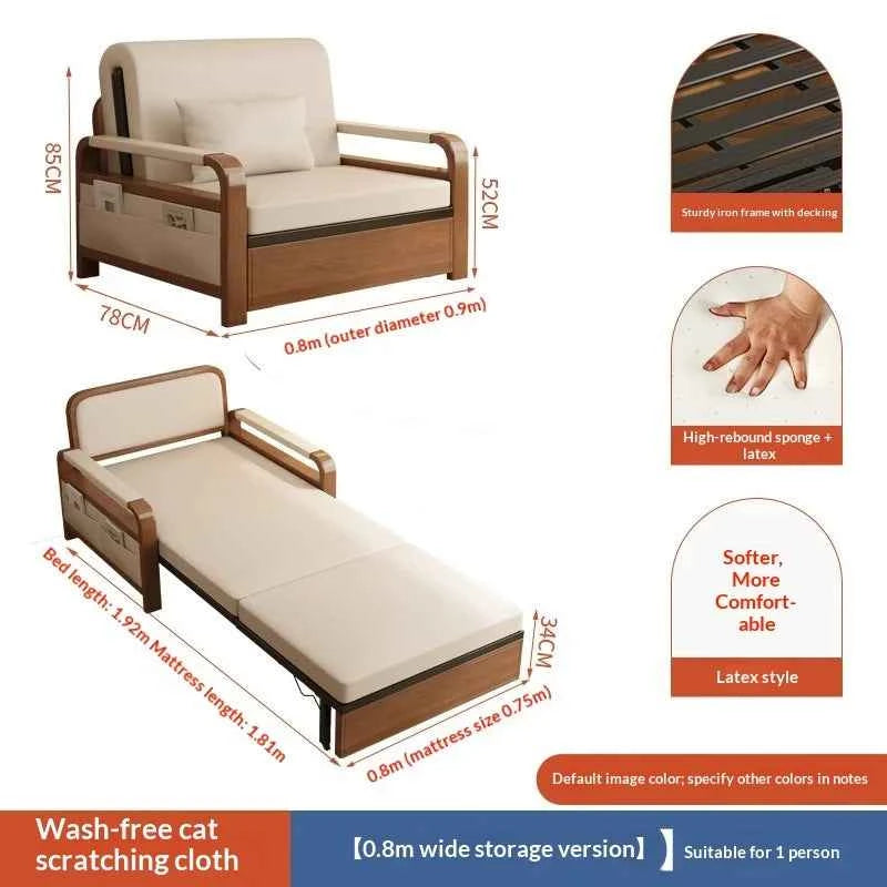 Light Luxury Foldable Sofa Bed. Convertible Couch.  Single Double Retractable Pull Out bed. Multifunctional