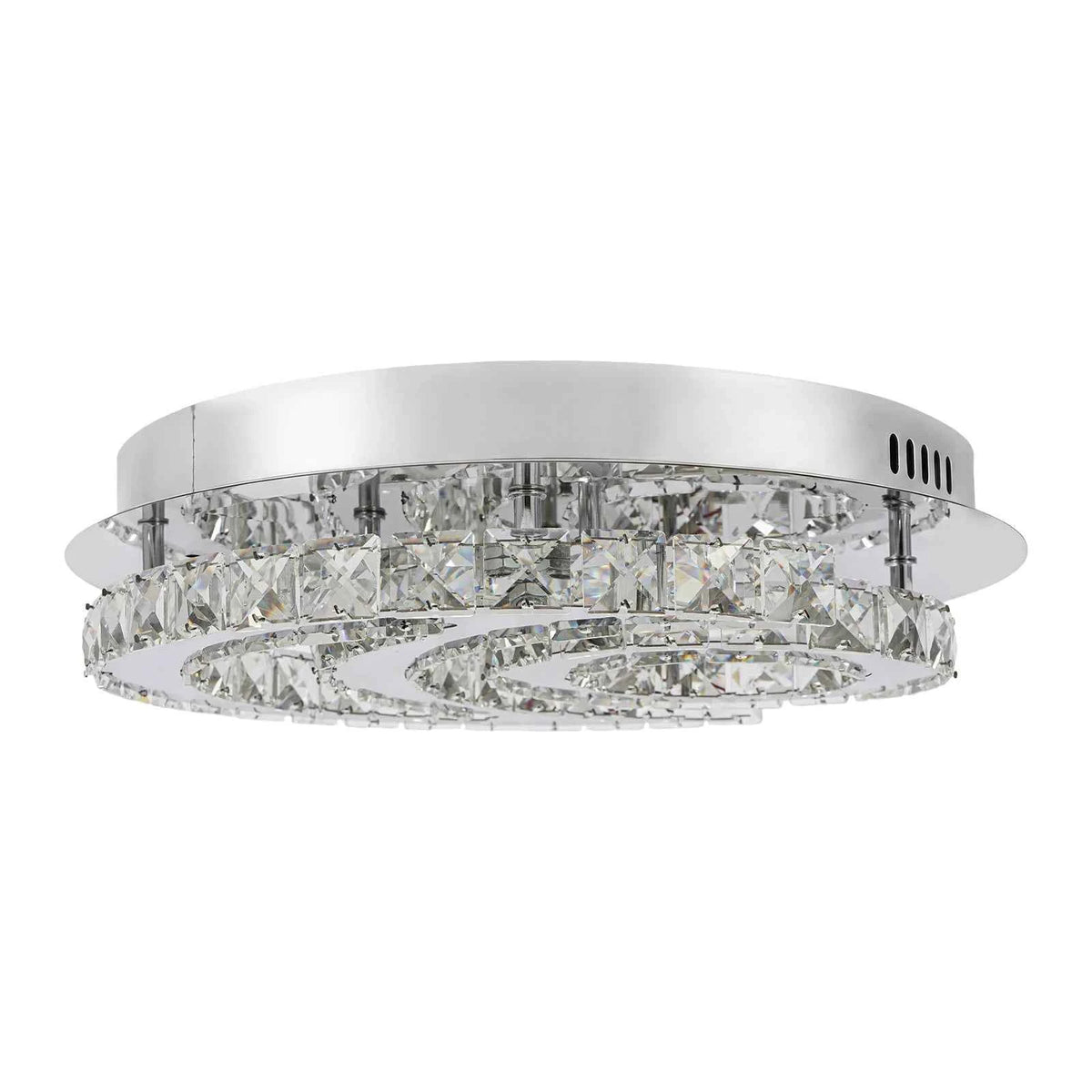 Modern Moon Shaped Ceiling Light, LED Crystal Flush Mount Chandelier.
