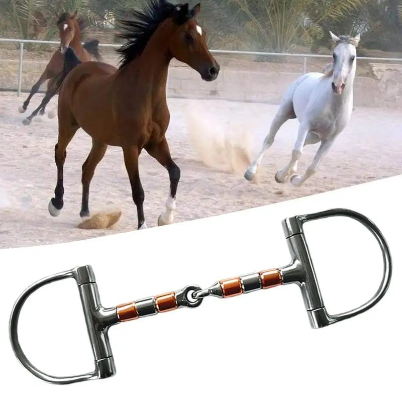 Horse Snaffle Bit D Ring. Mouth Bit Roller With Copper Single Joint. Horse Bit D-Ring Snaffle Bits For Equestrian Supplies