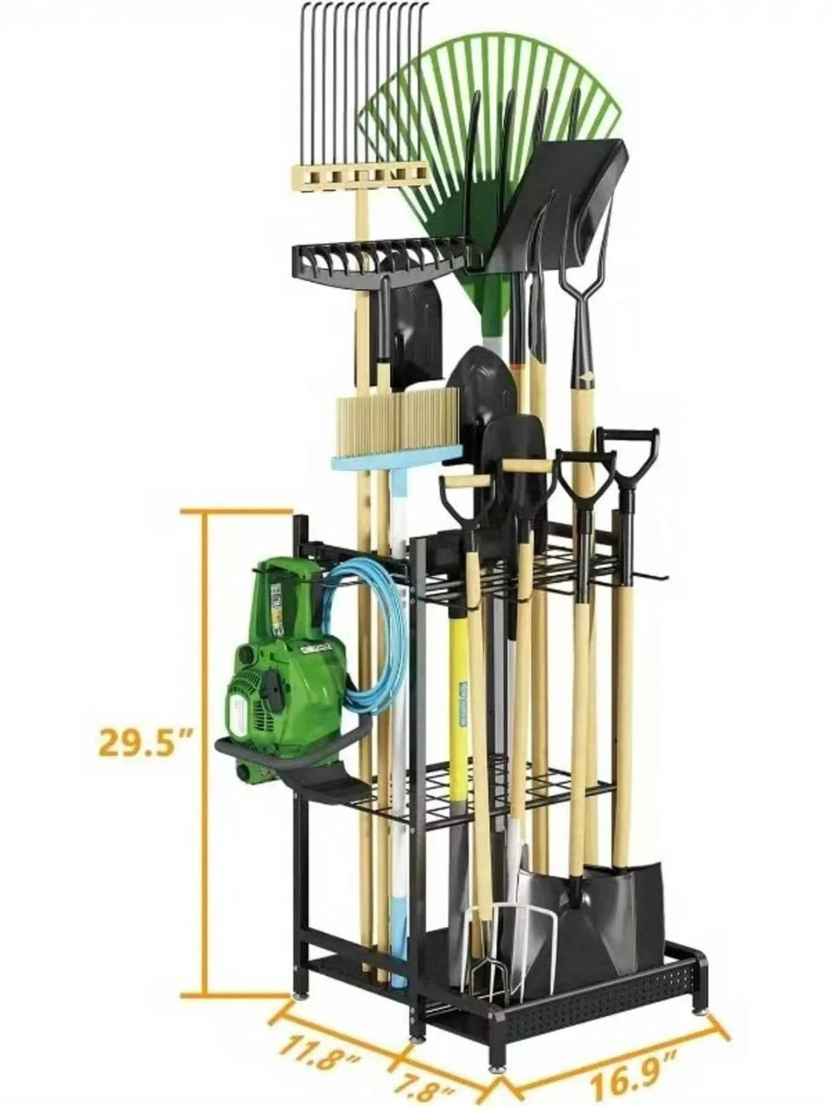 AXOSY-Portability Tool Organizer With Wheels,  Metal Yard Tools Organizer.  Heavy Duty Garden Tool Organizer For Garage, Yard, Patio, Shed, Indoors And Outdoors