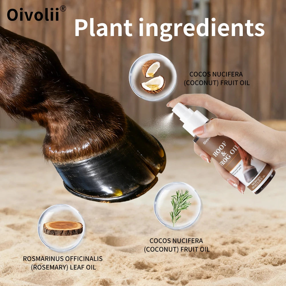 Oivolii Hoof Care Oil Spray, Deep Penetrating Formula Moisturizes Dry Hooves, Repairs Splits & Addresses Contracted Heels for Horses