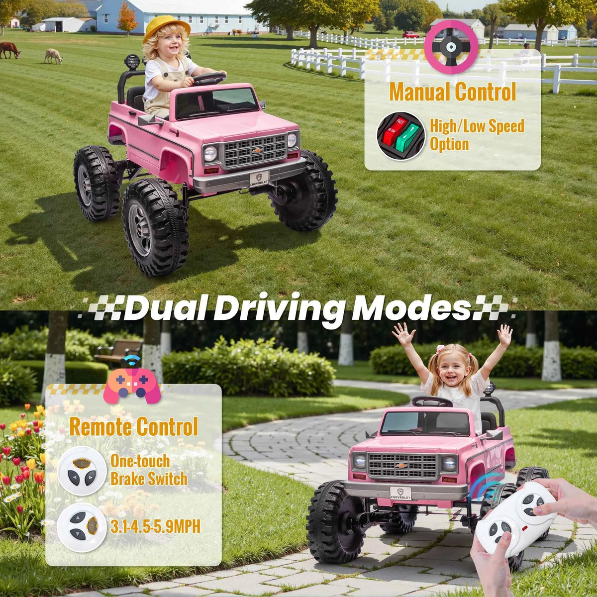 Licensed Chevrolet Cheyenne 24V Ride on Car. 4X200W Motor Remote Control. Decoration Streamer. 24 Volt Ride on Toys for Kids