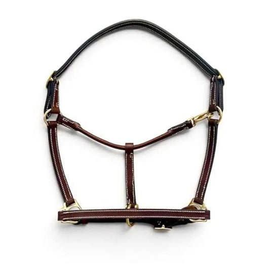 Everyday Turnout Halter for Horses: Handmade 3/4 Wide Vegetable-Tanned Leather, Solid Brass Hardware. Hand Machine Stitched. Natural