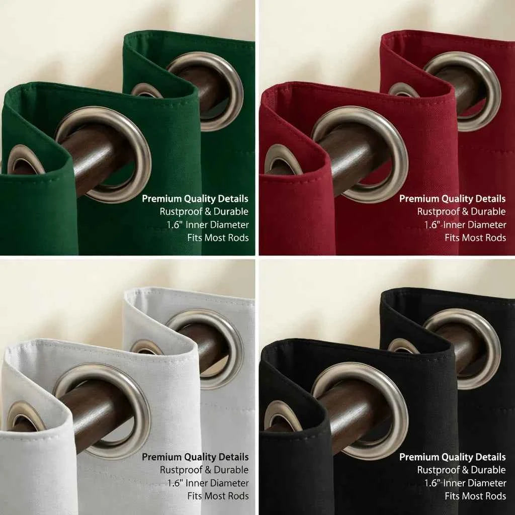 4 Panels 100% Blackout Curtains, Heat Insulation, Noise Reduction. Privacy Protection. Room Darkening Decor. Thermal Grommet, Light Blocking, Washable.