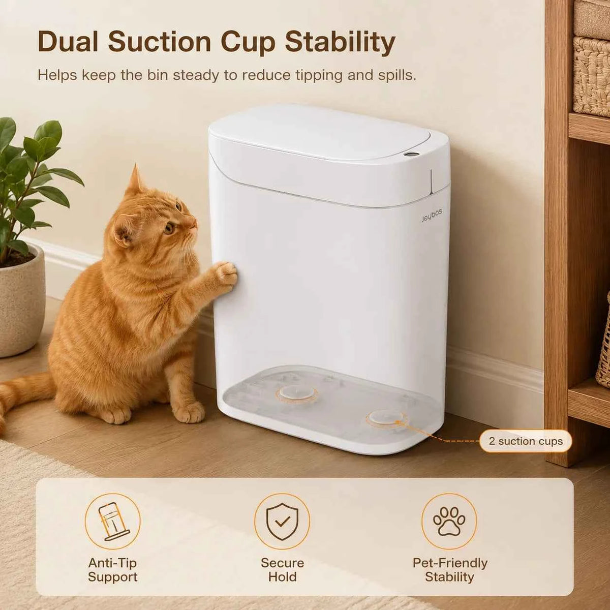Joybos Smart Trash Can with Auto-Lining, Touchless Sensor Garbage Bin + Free Drawstring Bags, No-Mess Pull & Lift Wastebasket