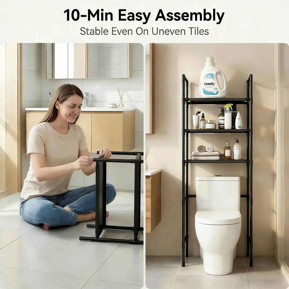 Bathroom Storage Rack Over The Toilet. Shelf Multilayer Space Saver Organizer Multi-Functional Wall Hanging Toilet Storage Rack