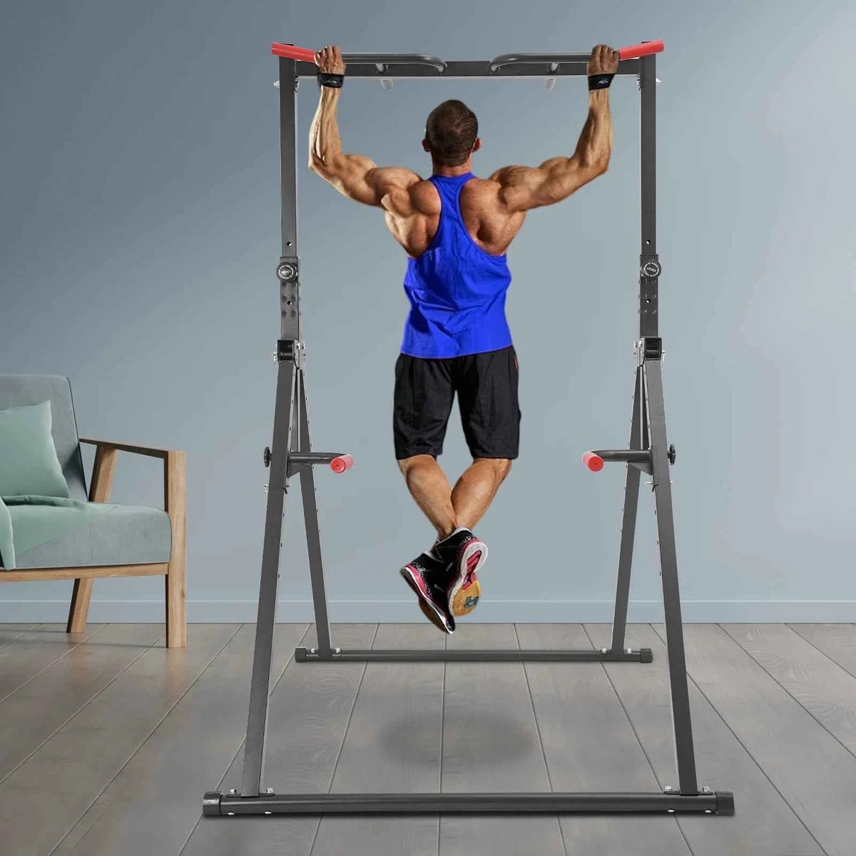 Pull Up Bar, Dip Bar.  Dip Station. Height Adjustable Free Standing Chin Up Bar. Home Gym Equipment 440LBS Weight
