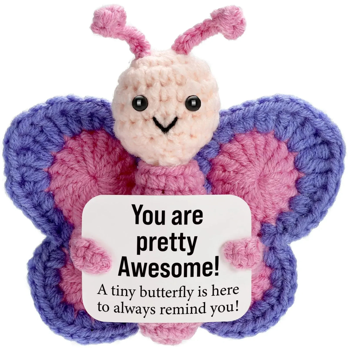 1pc A Positive And Uplifting Crocheted Butterfly Gift, Amigurumi Gift, A Mini Handmade Emotional Support Toy Doll That Relieves Anxiety And Stress. A Loving Gift.