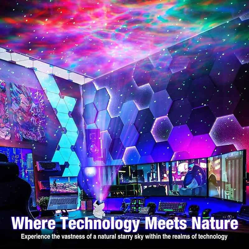 Galaxy Light Projector Featuring Various Nebula Settings, an Astronaut Design with Remote Control,