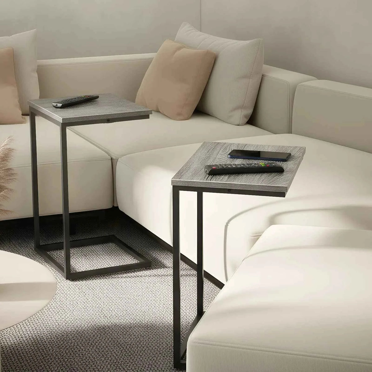 1/2 Packs C Shaped End Table, 27 Inches High, Table Slides Under most furniture, Sofa Side Table for Living Room