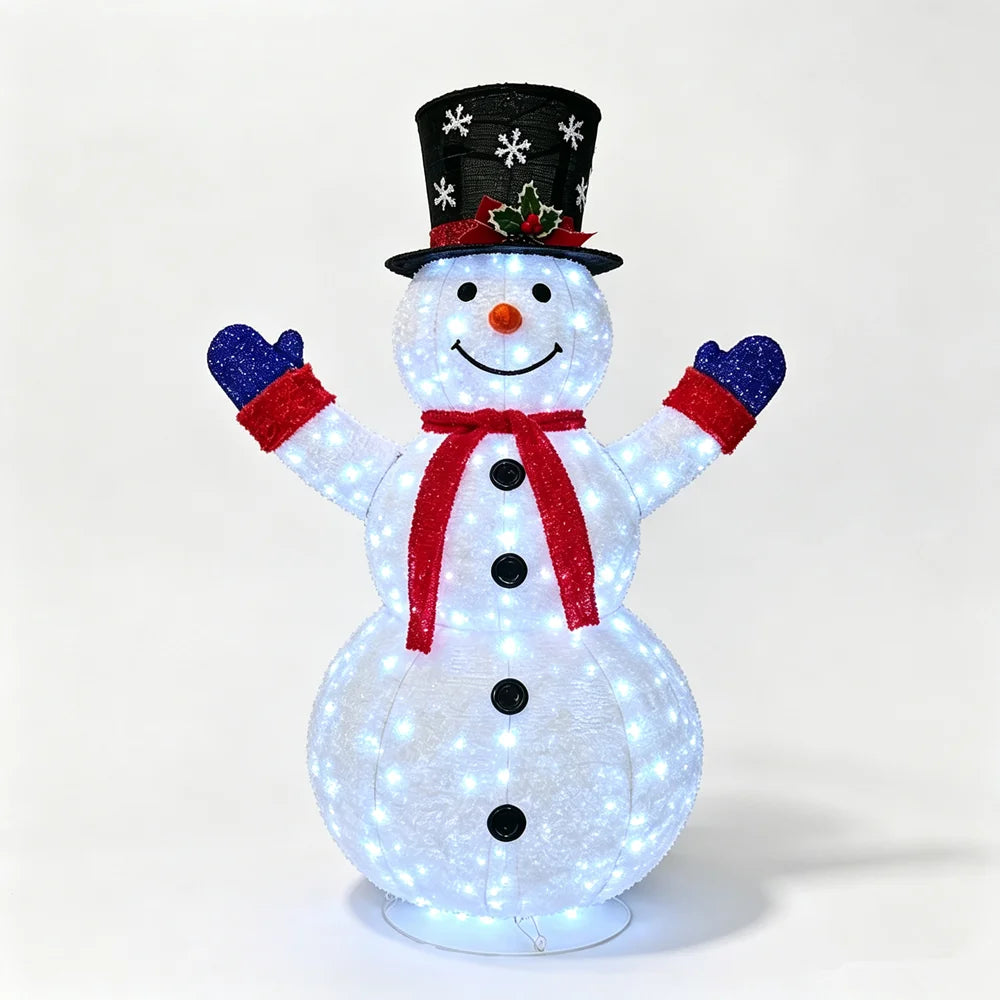 3D Christmas Collapsible Snowman,  200 LED with Cool White Light for Christmas, Indoor, Outdoor Décoration