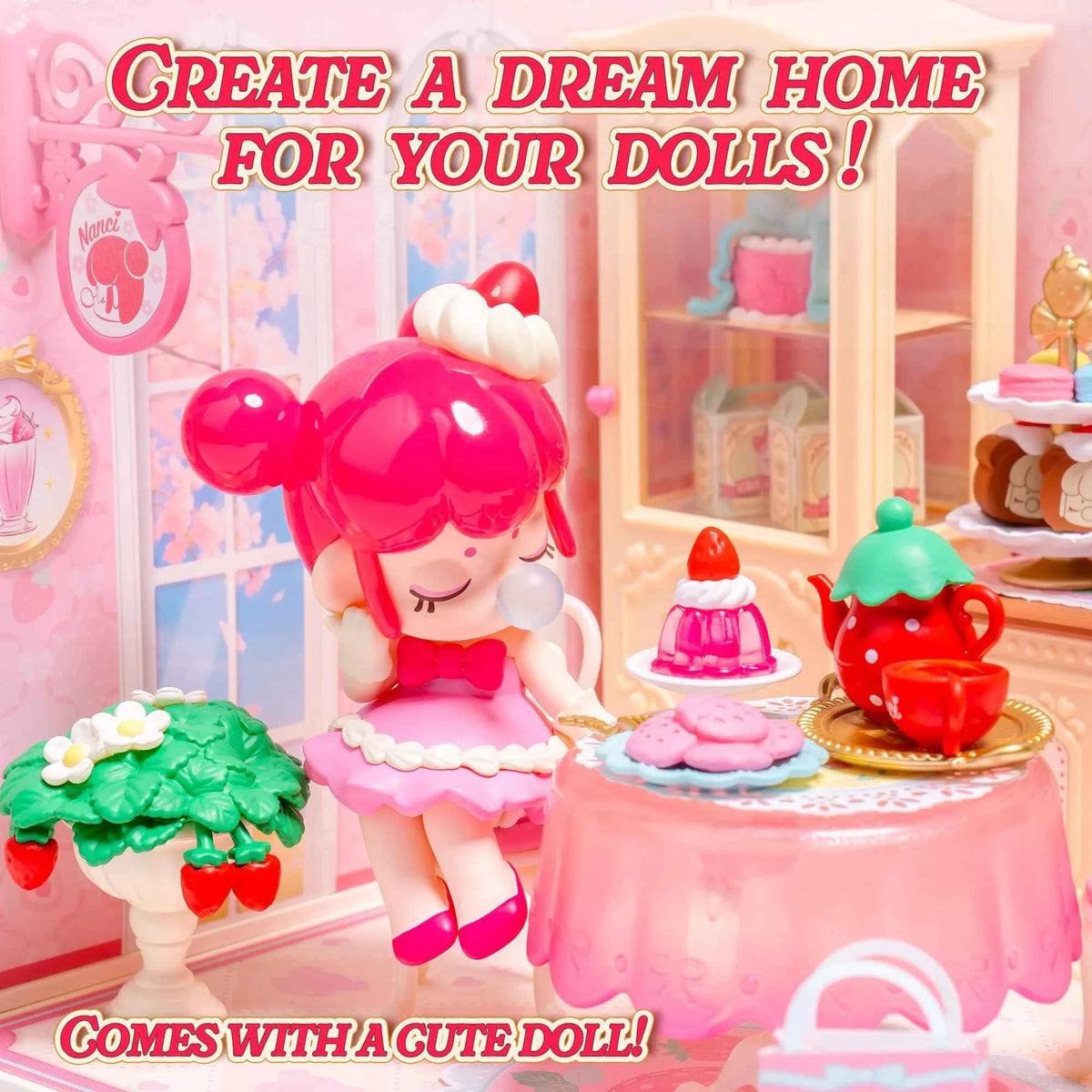 Rolife DIY Dollhouse 3D Puzzle Model Building Kit. Nanci Strawberry Teatime Super Creator DIY Craft Kit with LED Light for Home Decor. Holiday Gift for Adults or Teens