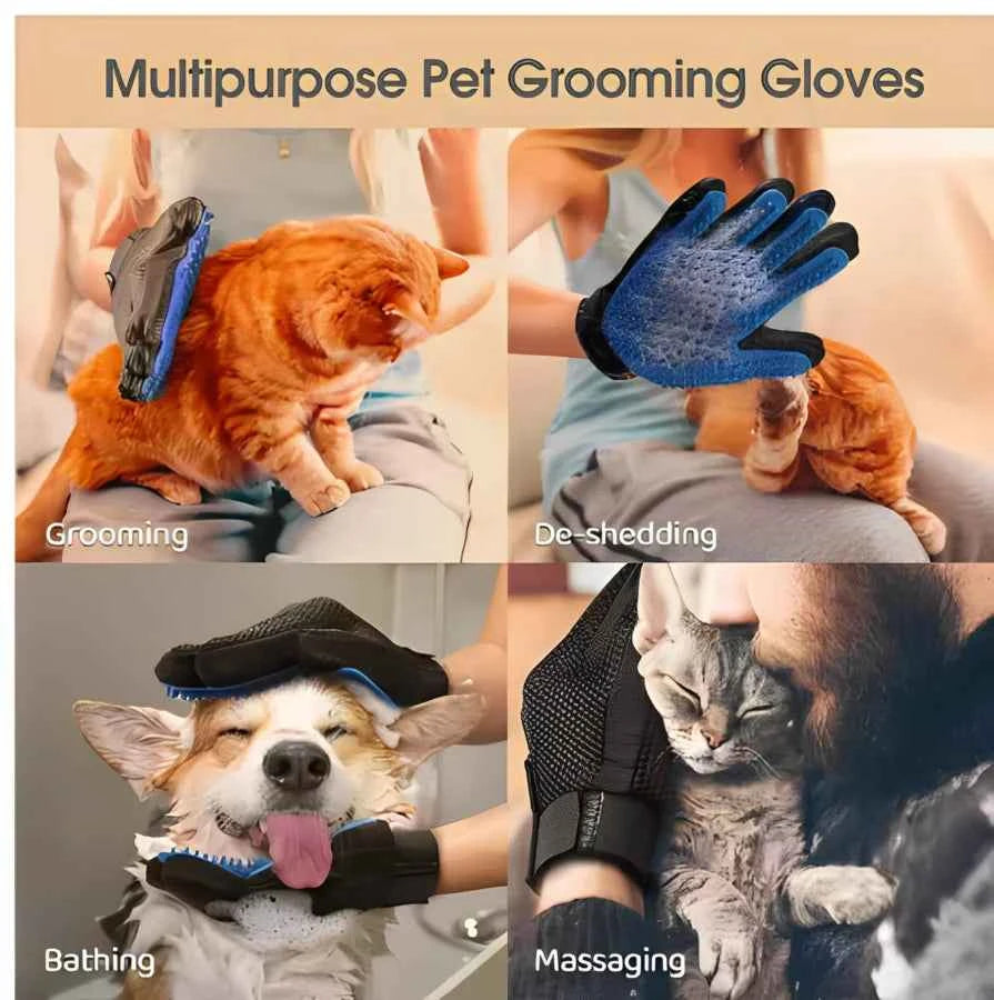 Pet Hair Glove  For Grooming, Cleaning, And Massage